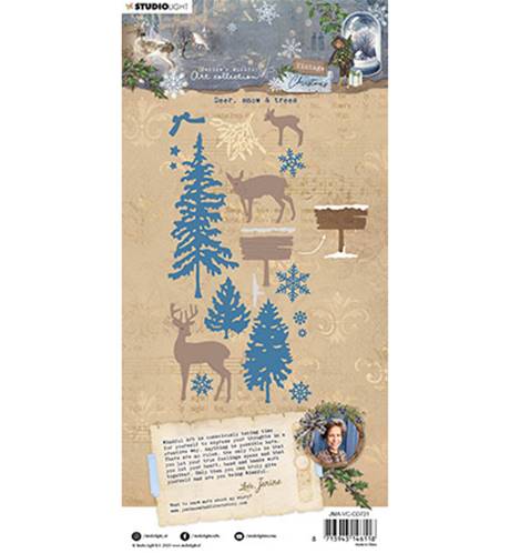 Die - Vintage Christmas - Deer, Snow & trees